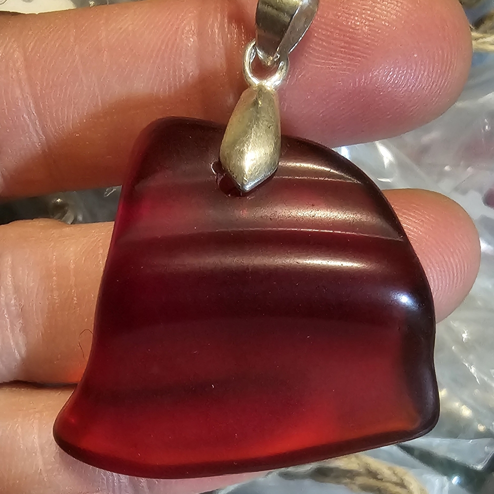 Red Glass Pendant Necklace
